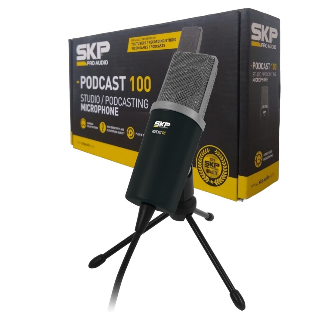 Microfone para Estúdio PODCAST 100U com Tripé - SKP